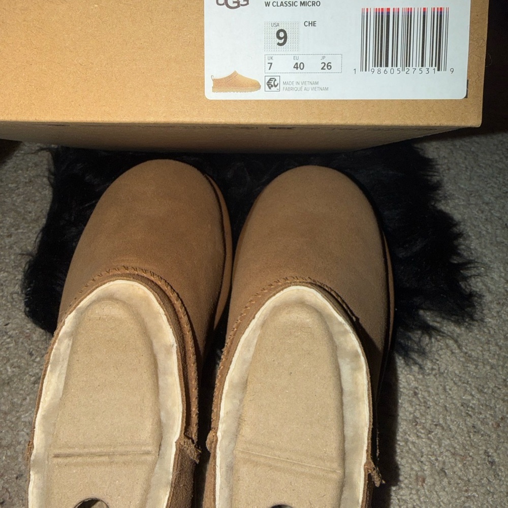 UGG Classic Micro Chestnut Suede Shearling Slip-On Clog - Picture 6 of 9